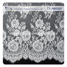 China Chantily Nylon Lace Fabric For Wedding Dresses , Scalloped Floral Lace Fabric supplier