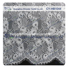 China Big Bridal Eyelash Chantilly Lace Trim / Scalloped Lace Fabric supplier
