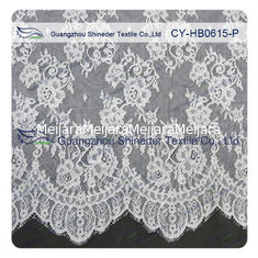 China Chantilly Lace Fabric Eyelash Lace Trim For Womens Dress , White And Gray supplier