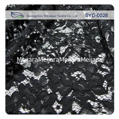 China Beautiful Heavy Black Corded Lace Fabric Embroidered To Evening Dress supplier