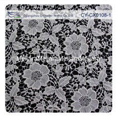 China Chemical Polyester Lace Fabric , Flower Embroidery Lace For Bridal Dress supplier