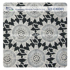 China Floral Embroidered Lace Fabric , Cotton Organza Scalloped Lace For Lady Dress supplier