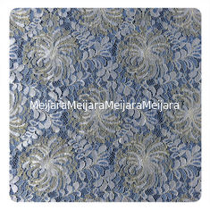 China Fashion Gold Blue White Flower Floral Chantilly Guipure Lace Fabric supplier