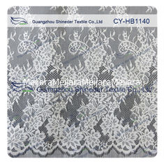 China Trendy Vogue Embroidered Lace Chantilly , Ivory Wedding Dress Lace Fabric supplier