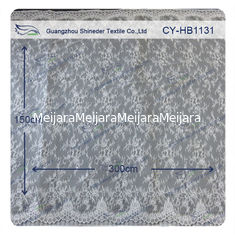 China 100 Nylon Bridal Chantilly Lace Swiss Voile Lace Fabric , Custom Printed supplier