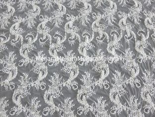 China Elegant Cord Viscose Chantilly Lace / Embroidered Lace Fabric supplier