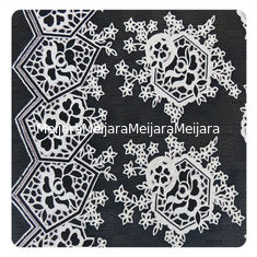 China Beautiful Black Floral Polyester Cotton Lace Fabric , Fashion Swiss Lace Fabric supplier