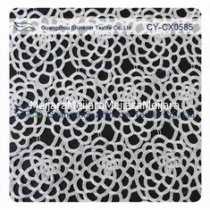 China Antique Stretch Polyester Lace Fabric / Dressmaking Fabric With White Flower supplier