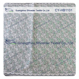 Green Double Color Matalic Embroidered Lace Fabric / Dressmaking Fabric supplier