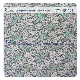 Green Double Color Matalic Embroidered Lace Fabric / Dressmaking Fabric supplier