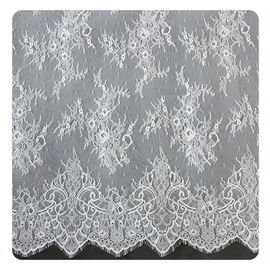 Eco friendly Dyeing Fabric , Flora Bridal Chantilly Nylon Lace With Nylon Material supplier