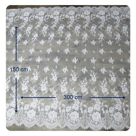 Eco - Friendly Dyeing Wedding Dress Chantilly Lace Fabric , Ivory Repeated Floral supplier