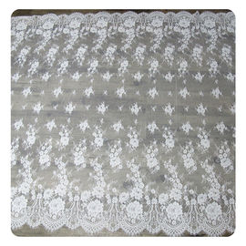 Eco - Friendly Dyeing Wedding Dress Chantilly Lace Fabric , Ivory Repeated Floral supplier