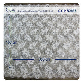 Nylon Ivory Floral Scalloped Edged Normal Dyeing Bridal Dress Lace Fabric supplier