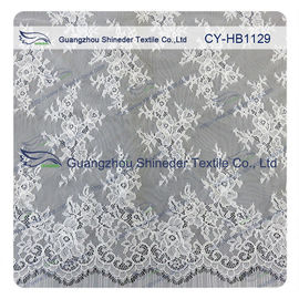 100% Nylon Ivory Floral Scalloped Edged Chantilly Lace Wedding Dress Customized supplier