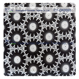 Fashion Big Black Floral Cotton Lace Fabric , 50% Cotton 50% Polyester supplier