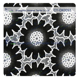 Fashion Different Color Big  Floral Cotton Polyester Lace Fabric , Burn Out Lace Fabric supplier