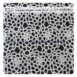 Antique Stretch Polyester Embroidery Lace Fabric ,  White Flower supplier