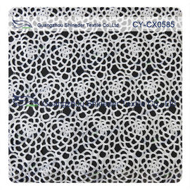 Antique Stretch Polyester Embroidery Lace Fabric ,  White Flower supplier