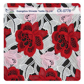 Muti - Color Embroidered Crochet Lace Dressmaking Fabric For Lady supplier