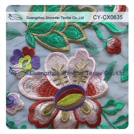 Eco - friendly Cotton  Lace Fabric Floral Embroidered With 120cm Width supplier