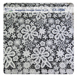 Garment Crochet Embroidered Lace Fabric , Eco - Friendly Dyeing supplier
