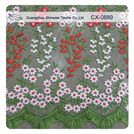 Muti - Color Floral Embroidered Lace fabric , Crochet Fashion Textiles supplier