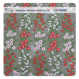 Muti - Color Floral Embroidered Lace fabric , Crochet Fashion Textiles supplier