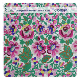 Colorful Floral Embroidered Crochet Lace Fabric For Fashion Garment supplier