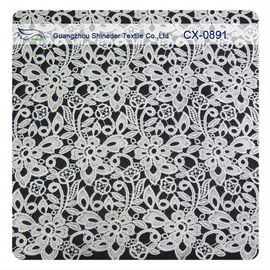 Ivory Reapted Floral Embroidered Lingerie Lace Fabric , Eco Friendly Dyeing supplier