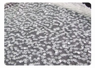 Eco-Friendly Beaded Lace Fabric with White Shining Sequins CY-XP0003 supplier