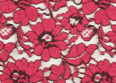 Red Brushed Elastic Lace Fabric Eco Friendly 135cm Width OEM / OMD CY-LQ0001 supplier