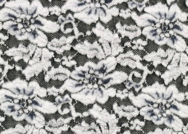 White Flower Brushed Lace Stretchable , Rayon Nylon Spandex Fabric CY-LQ0003 supplier