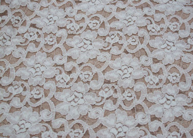 Fashion Brushed White Lace Fabric Flower Shape , Stretchable 135cm Width CY-LQ0042 supplier