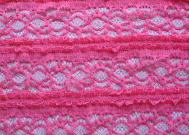 Delicate Pink Crocheted Lace Fabric Stretch In Ladies Garment , Shrink-Resistant supplier