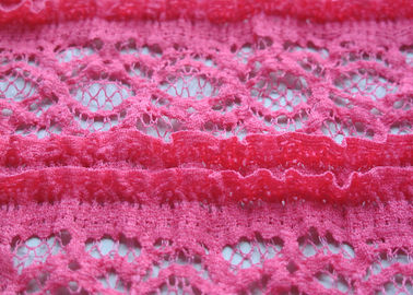 Delicate Pink Crocheted Lace Fabric Stretch In Ladies Garment , Shrink-Resistant supplier