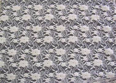 Ecological Standard White Brushed Lace Fabric For Wedding Dress , Embroidered supplier
