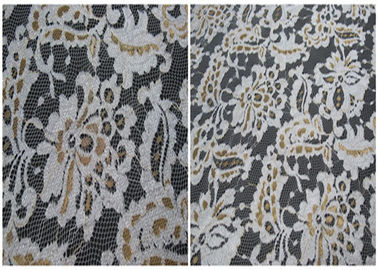 Colored Stretch Flower Metallic Lace Fabric , Scalloped Edge Lace Fabric supplier