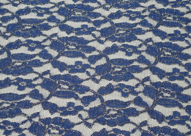 Eco-Friendly Metallic Lace Fabric Blue , Nylon Cotton Lace Fabric CY-LW0791 supplier