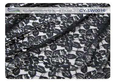 Black Flower Cotton Nylon Lace Fabric , 65% Nylon + 35% Cotton CY-LW0016 supplier