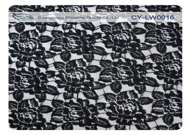 Black Flower Cotton Nylon Lace Fabric , 65% Nylon + 35% Cotton CY-LW0016 supplier