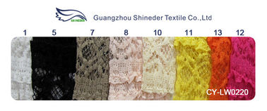 Eco-Friendly Stretch Lace Cotton Spandex Fabric , Beige Elastic Lace Trim CY-LW0220 supplier