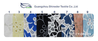 Knitted Cotton Polyester Lace Fabric Blue with Burnout Flower Lace(CY-DK0019) supplier