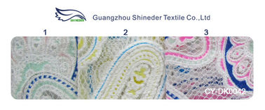 Colored Printed Polyester Lace Fabric Cotton Mesh Burnout Lace of Eco-dyeing Technics(CY-DK0042) supplier
