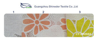 Floral Yellow / Orange Polyester Lace Fabric Cotton Two Tone Burnout Lace supplier