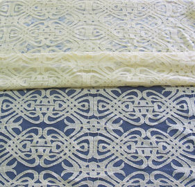 Voile Yellow Cotton Nylon Lace Fabric Eco-friendly Dyeing For Curtain Decoration CY-DK0035 supplier