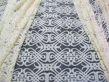 Voile Yellow Cotton Nylon Lace Fabric Eco-friendly Dyeing For Curtain Decoration CY-DK0035 supplier