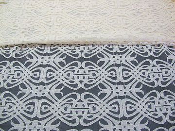 Voile Yellow Cotton Nylon Lace Fabric Eco-friendly Dyeing For Curtain Decoration CY-DK0035 supplier
