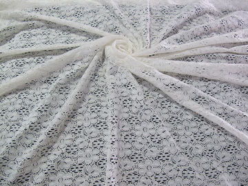 Ivory Floral Cotton Nylon Lace Fabric With AZO Free Dyeing For Lady Dress CY-DK0029 supplier
