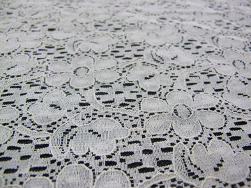 Ivory Floral Cotton Nylon Lace Fabric With AZO Free Dyeing For Lady Dress CY-DK0029 supplier